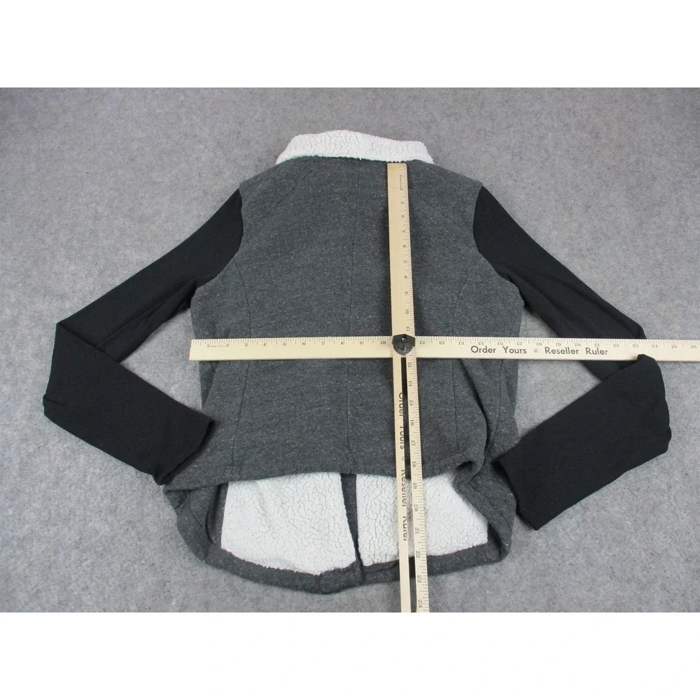 Alo Jacket Womens Small Gray Sherpa Lined Fleece Full Zip Moto Athletic Coat